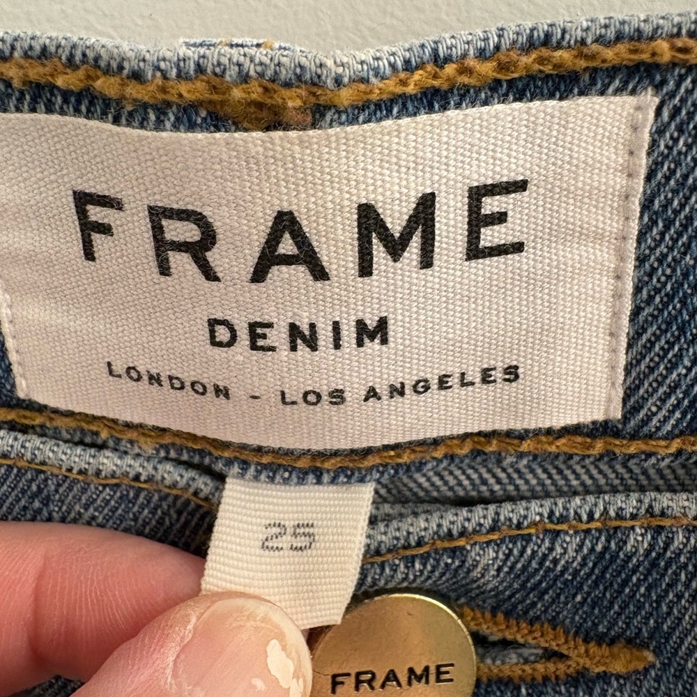 Frame Le High Straight In Surrey Jeans Raw Hem Edge Slit Ankle Size 25 - Picture 7 of 17